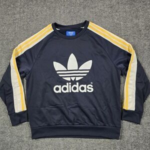 Adidas Originals Sweatshirt Womens Large Blue Rita Ora Space Trefoil Stripes